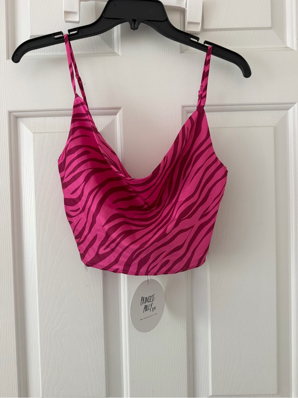 Princess Polly Hot Pink and Dark Magenta Zebra Cowl Cami
